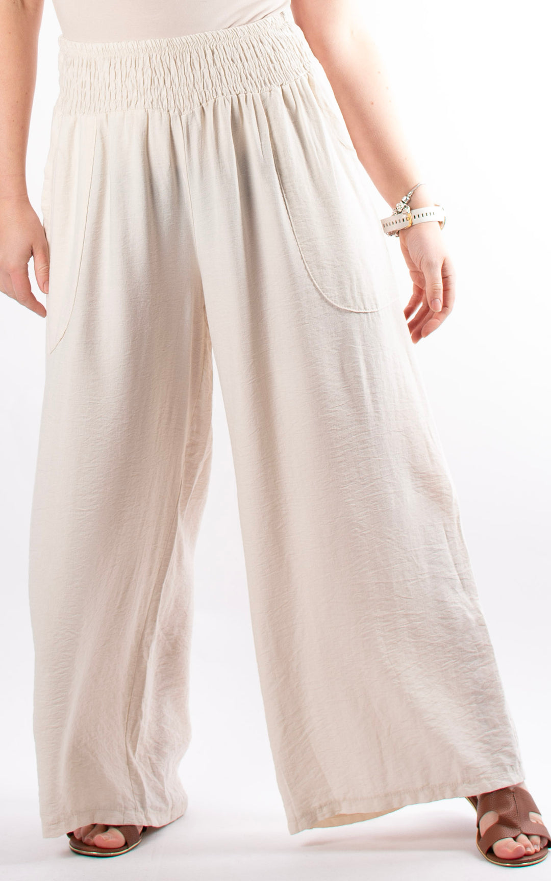 Louisa Wide Leg Trousers | Beige