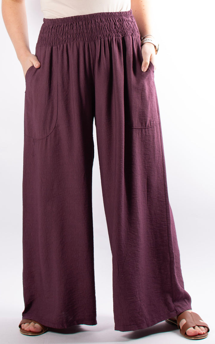 Louisa Wide Leg Trousers | Plum