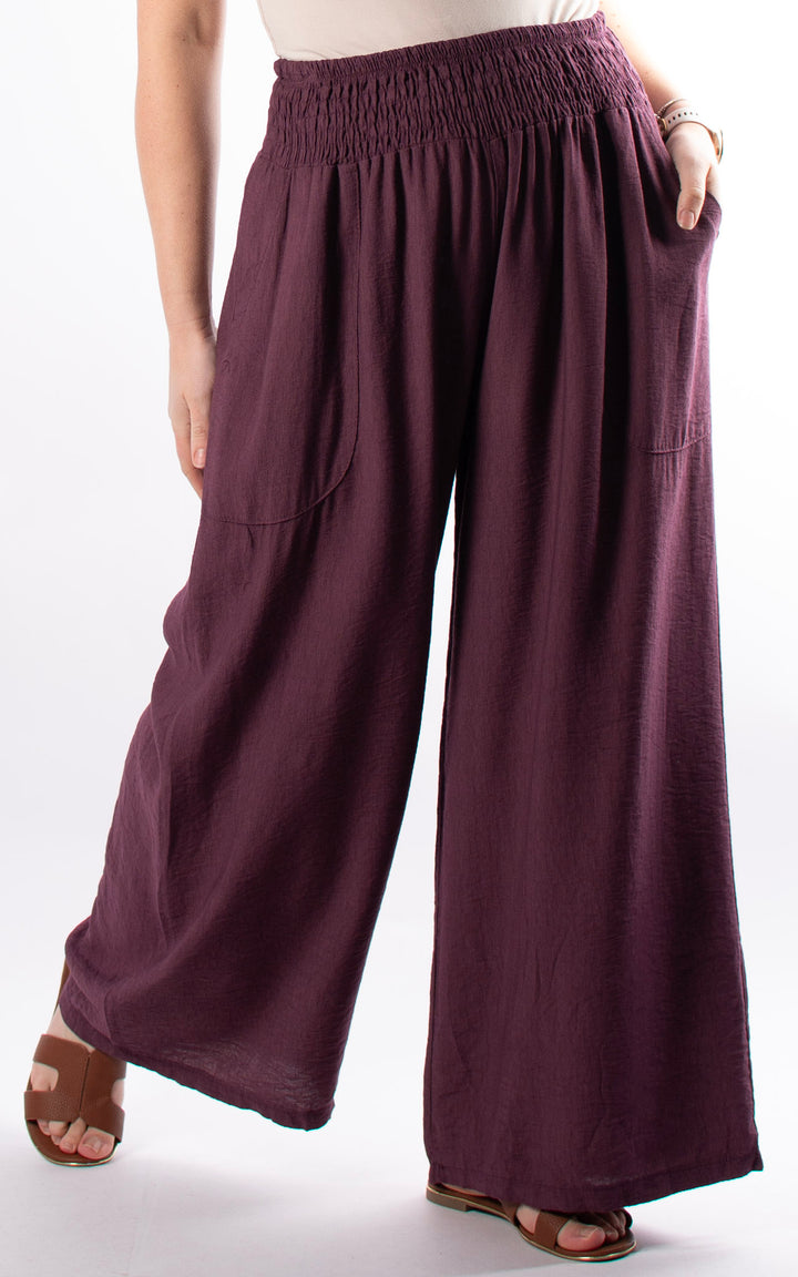 Louisa Wide Leg Trousers | Plum