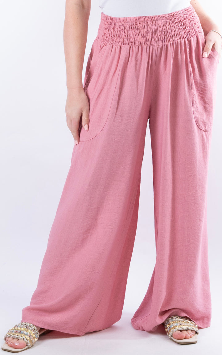 Louisa Wide Leg Trousers | Dusky Pink