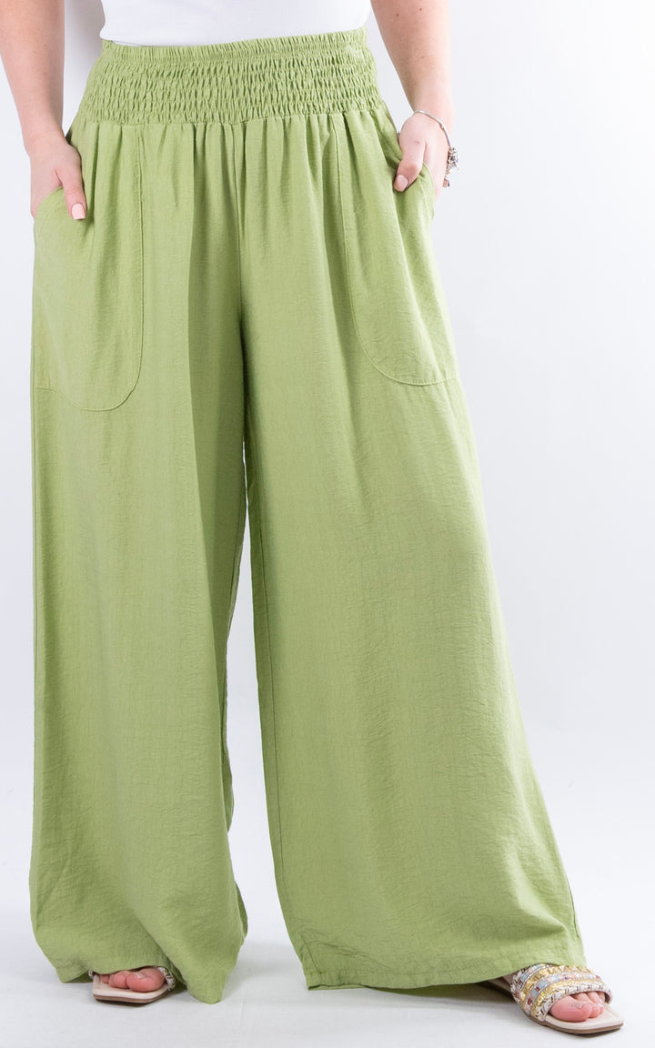 Louisa Wide Leg Trousers | Green