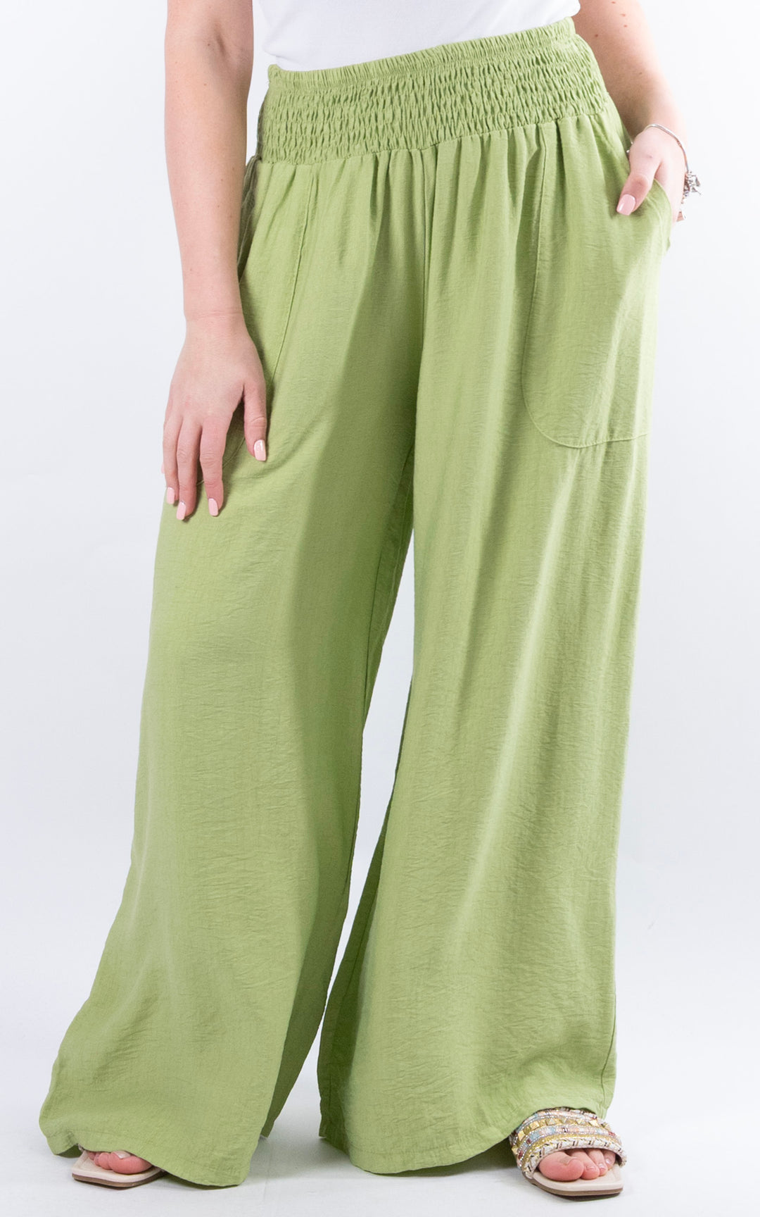 Louisa Wide Leg Trousers | Green