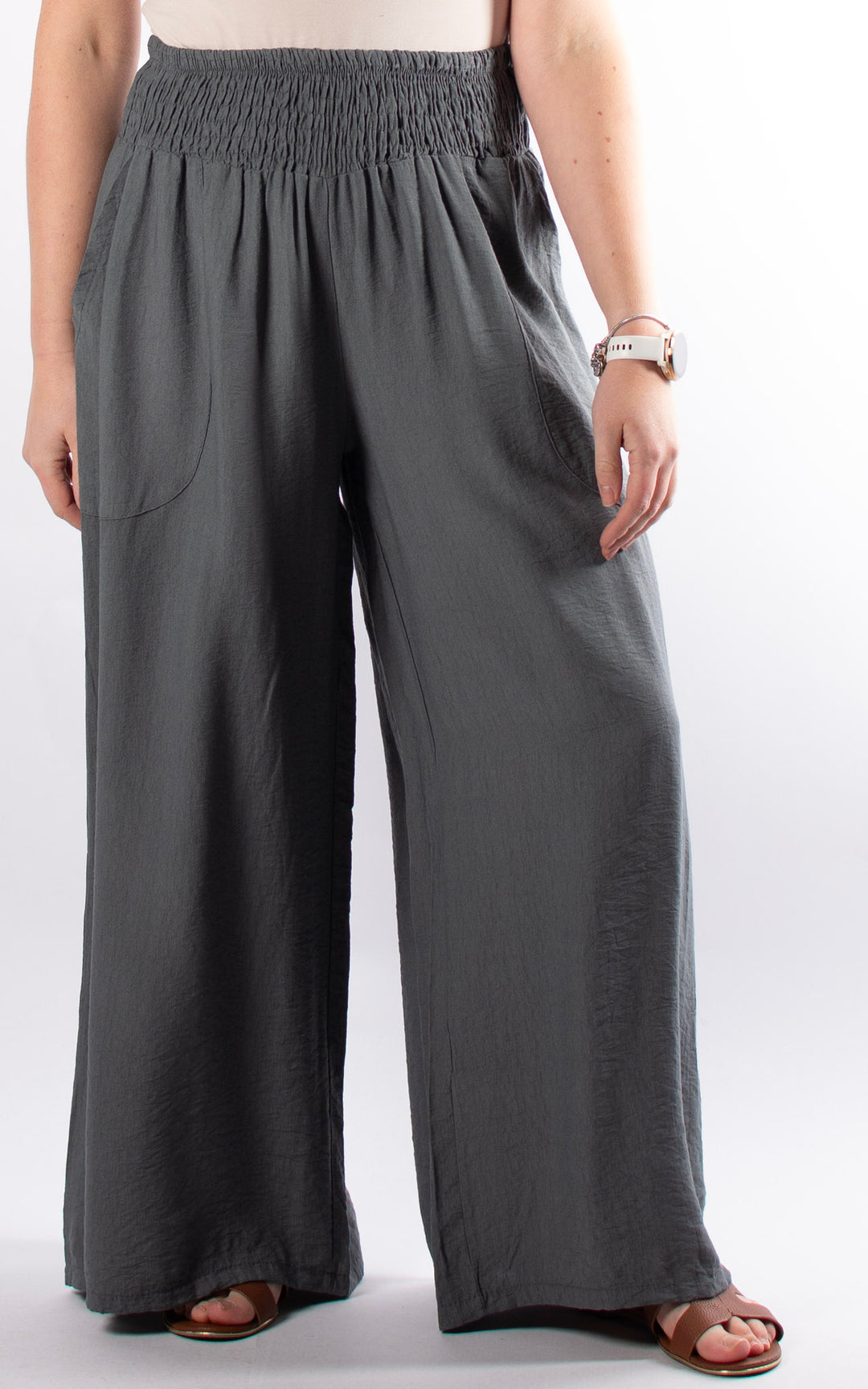 Louisa Wide Leg Trousers | Grey