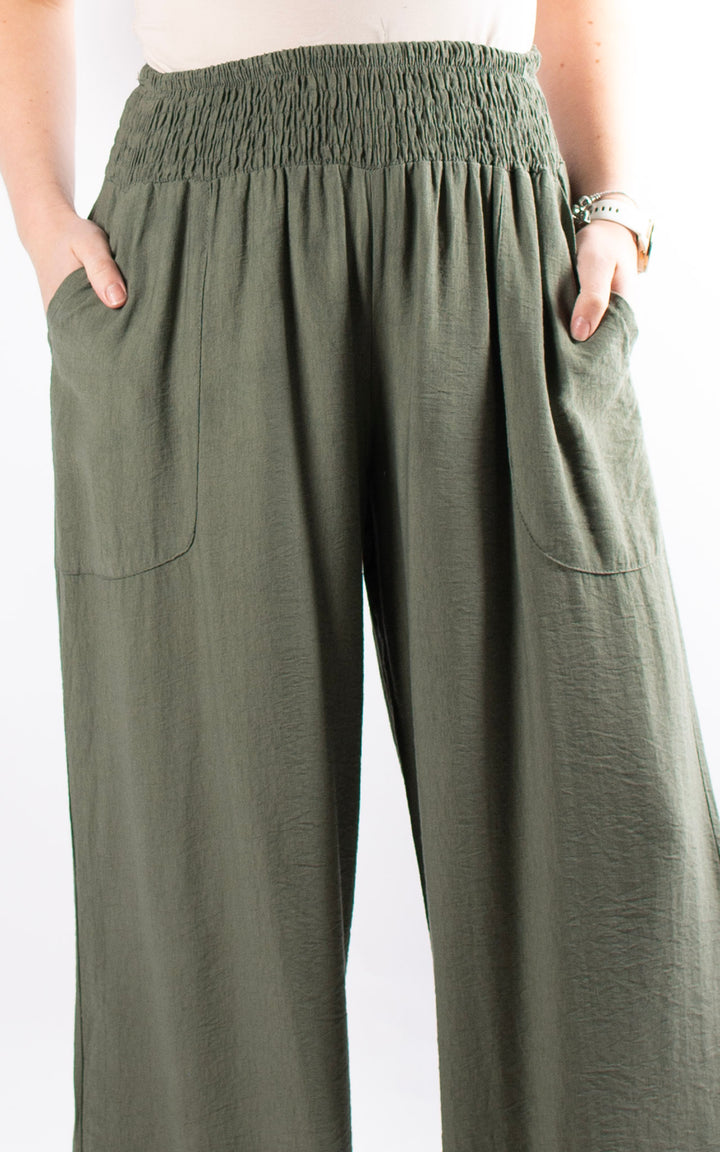 Louisa Wide Leg Trousers | Khaki