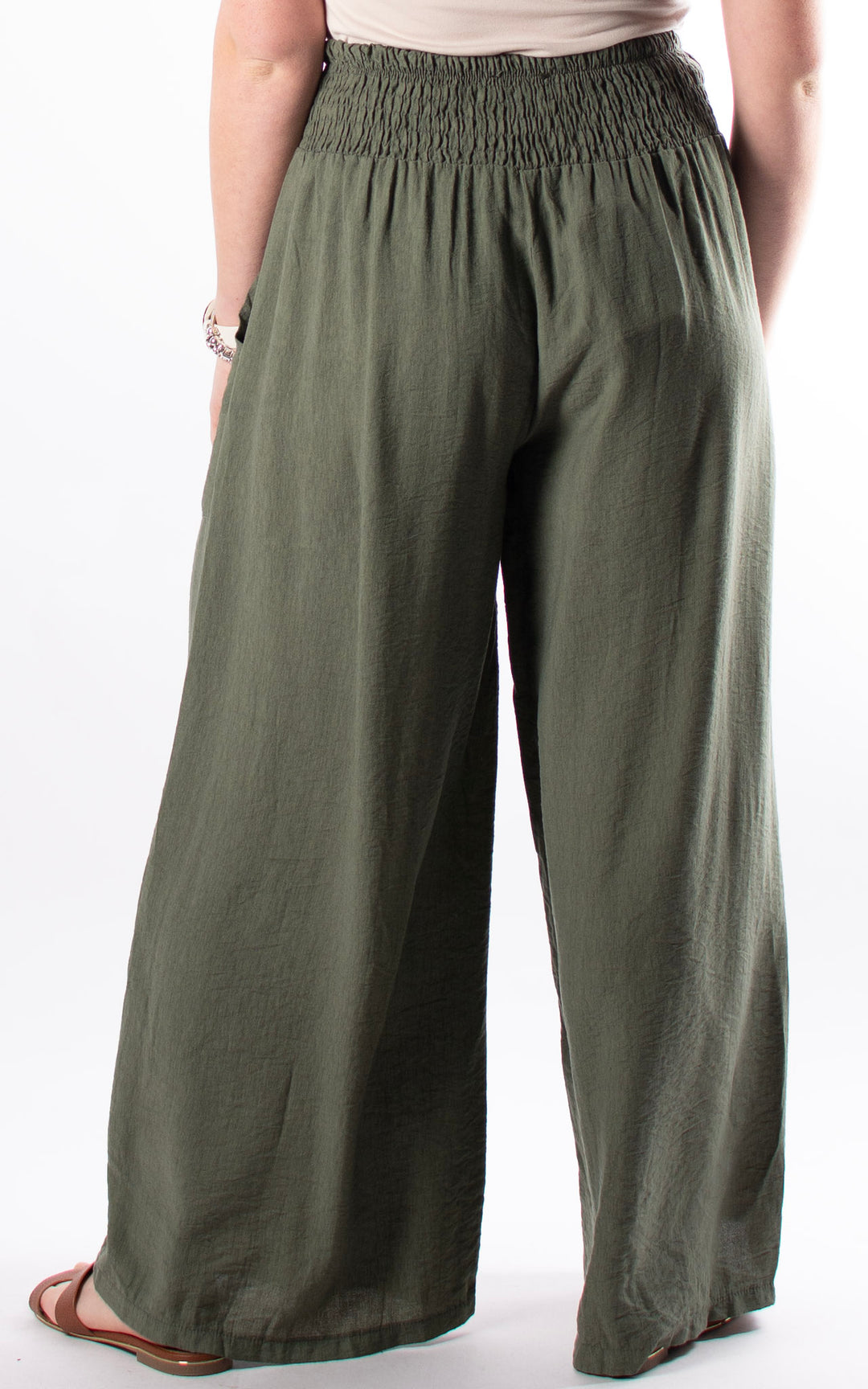 Louisa Wide Leg Trousers | Khaki