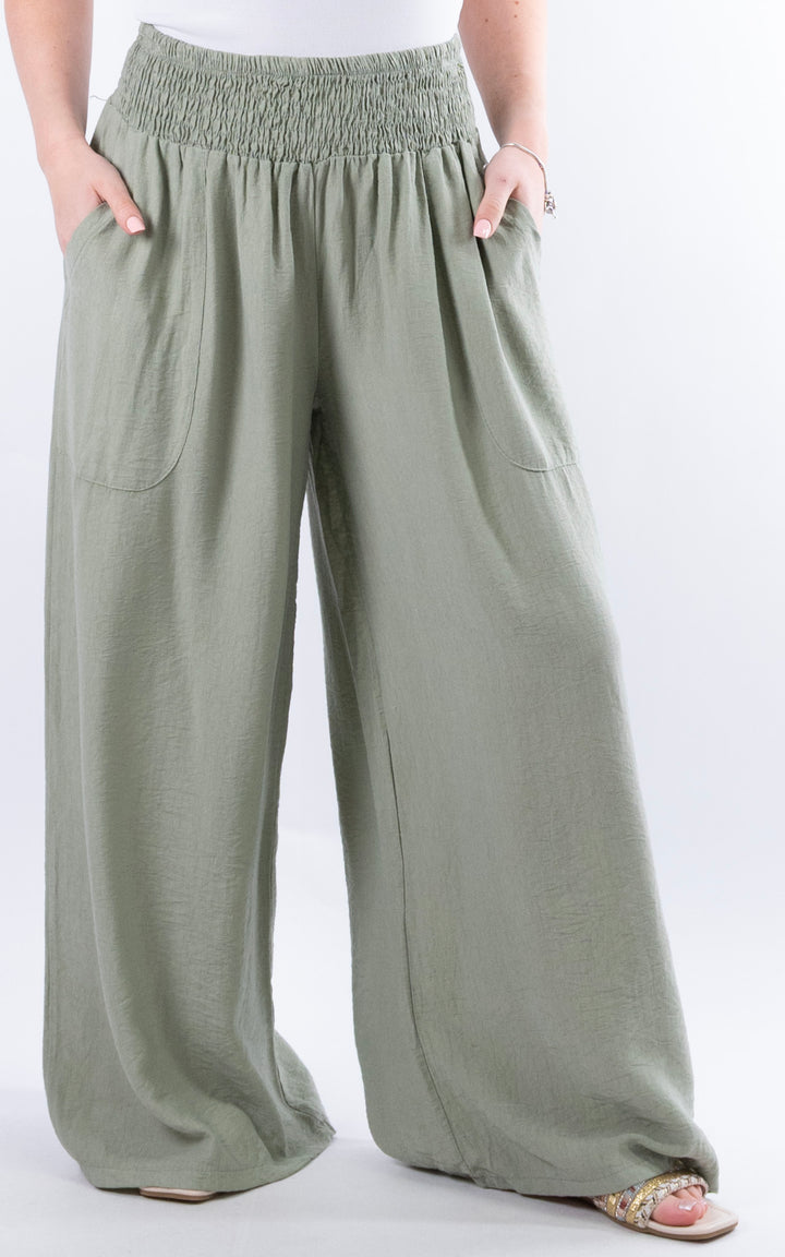 Louisa Wide Leg Trousers | Light Khaki