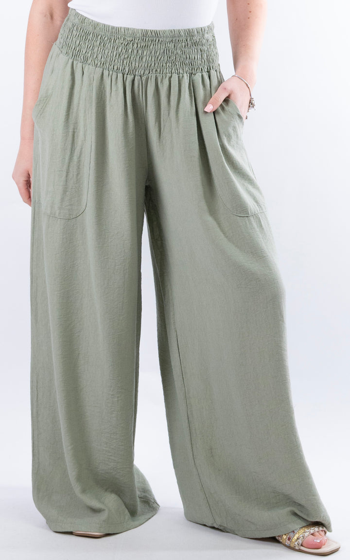 Louisa Wide Leg Trousers | Light Khaki