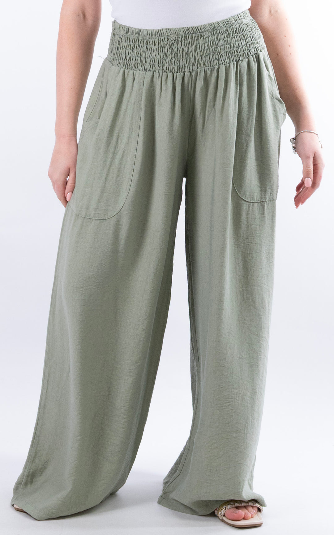 Louisa Wide Leg Trousers | Light Khaki