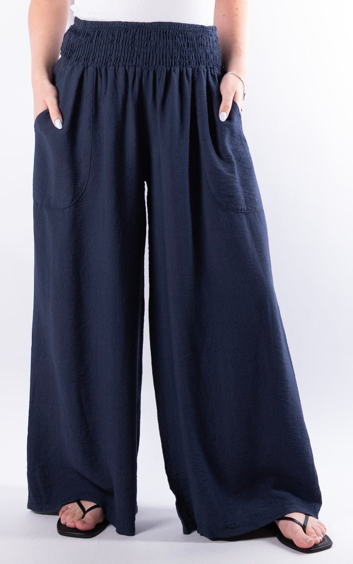 Louisa Wide Leg Trousers | Navy
