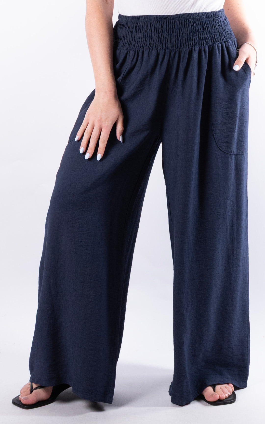 Louisa Wide Leg Trousers | Navy