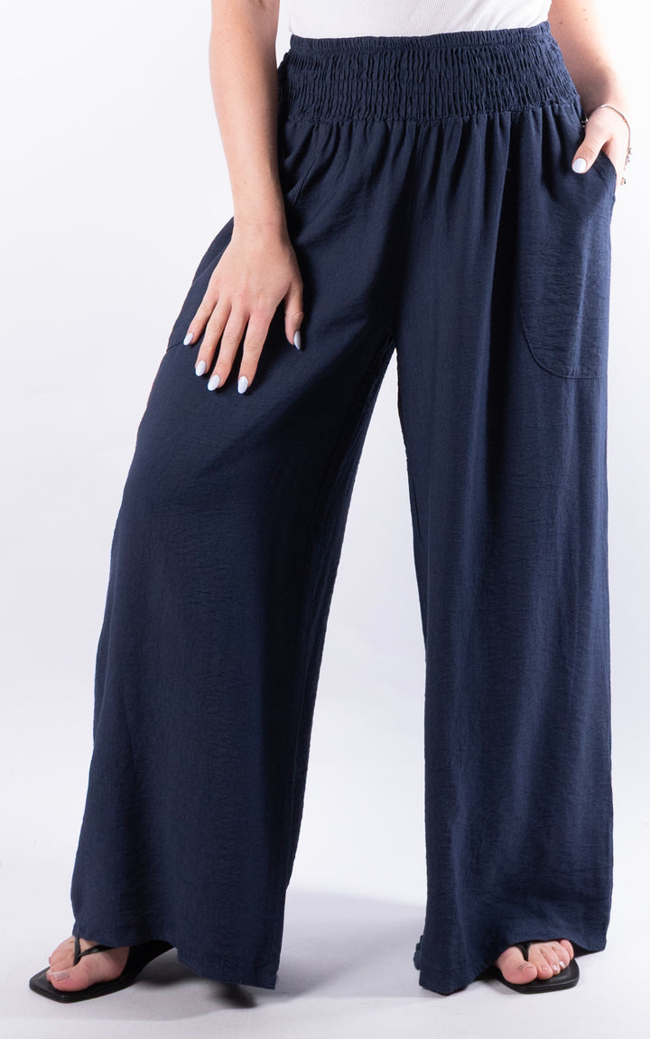 Louisa Wide Leg Trousers | Navy