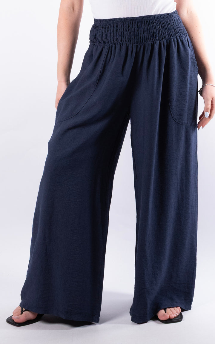 Louisa Wide Leg Trousers | Navy
