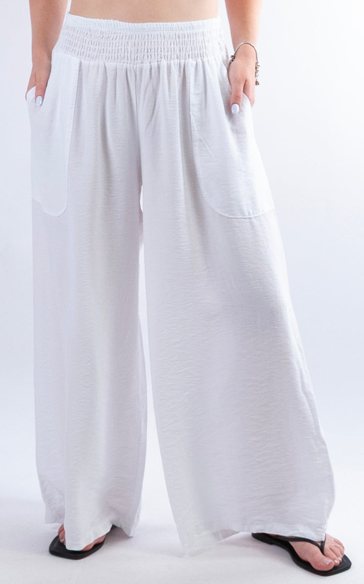 Louisa Wide Leg Trousers | White