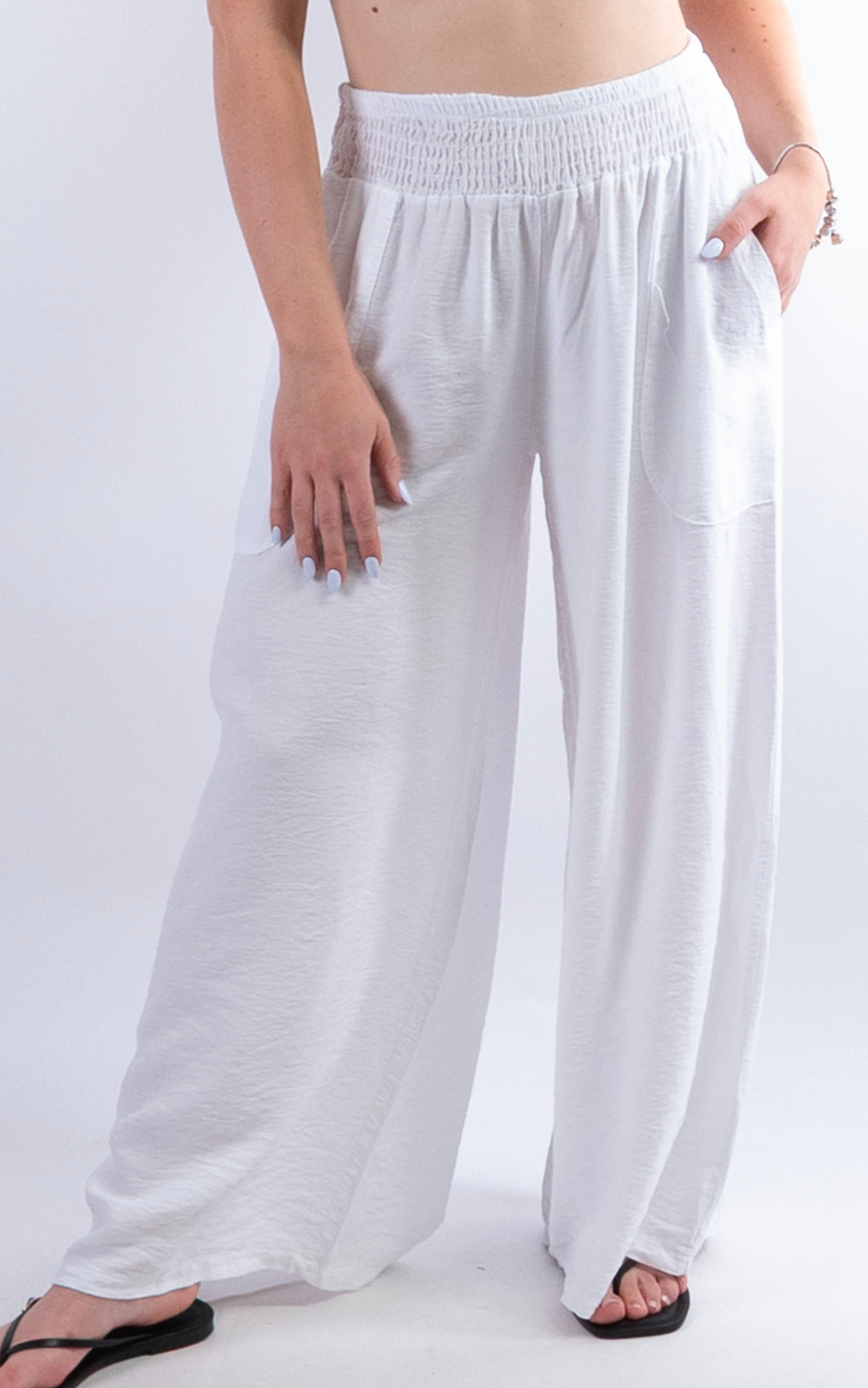 Louisa Wide Leg Trousers | White