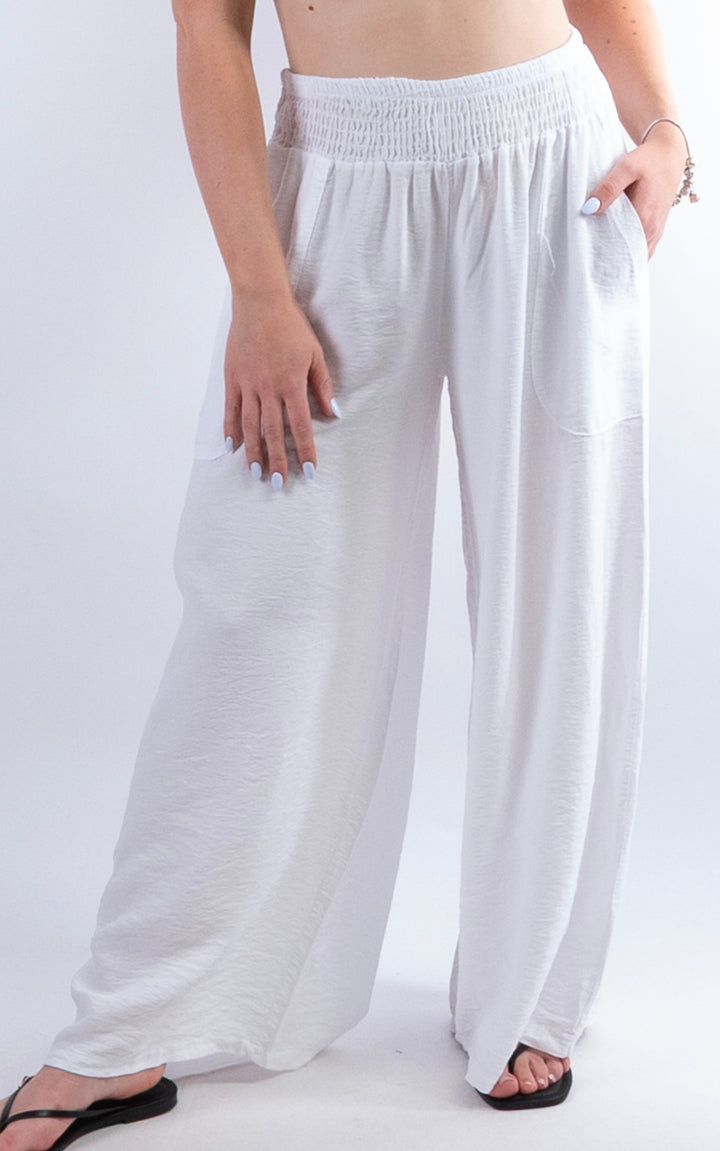 Louisa Wide Leg Trousers | White