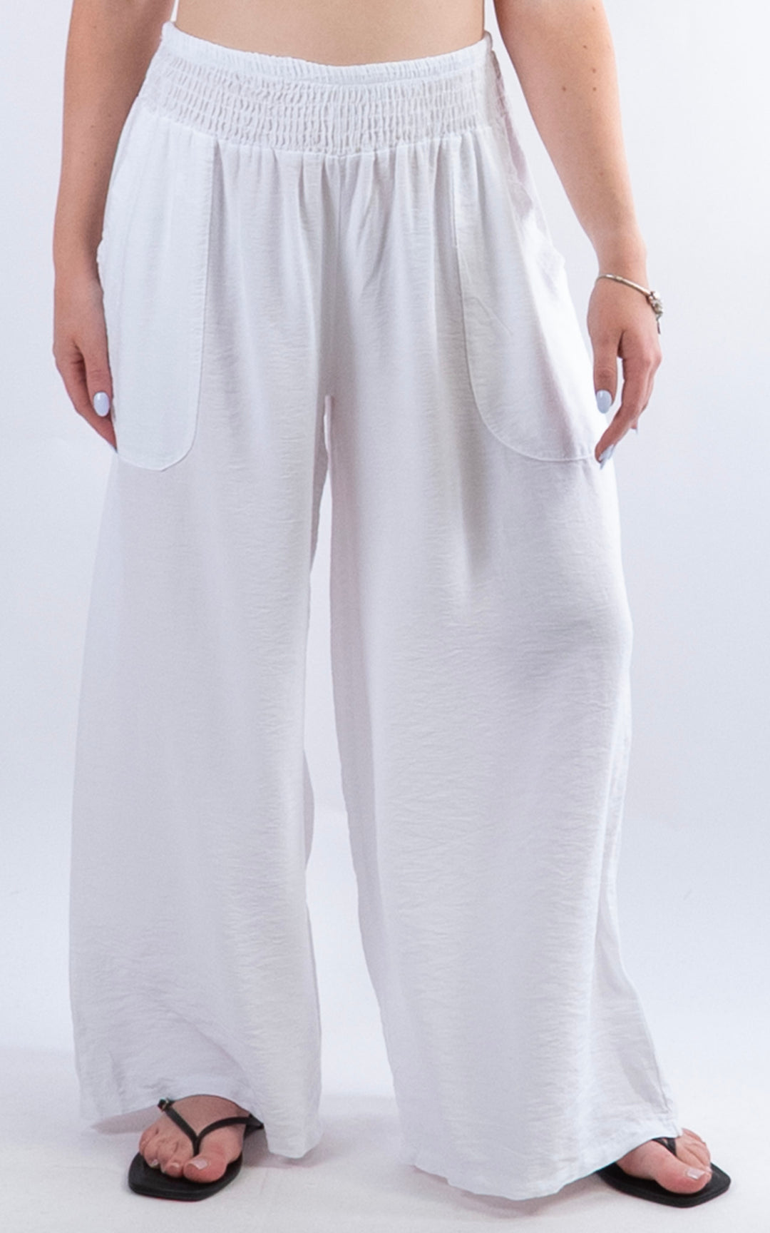 Louisa Wide Leg Trousers | White