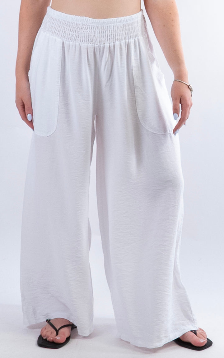 Louisa Wide Leg Trousers | White