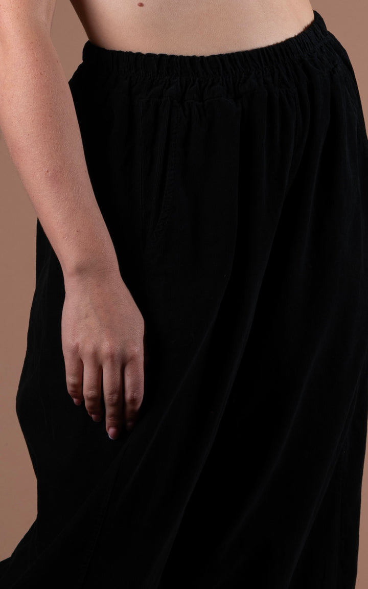 Lucia Cord Barrel Leg Trouser | Black