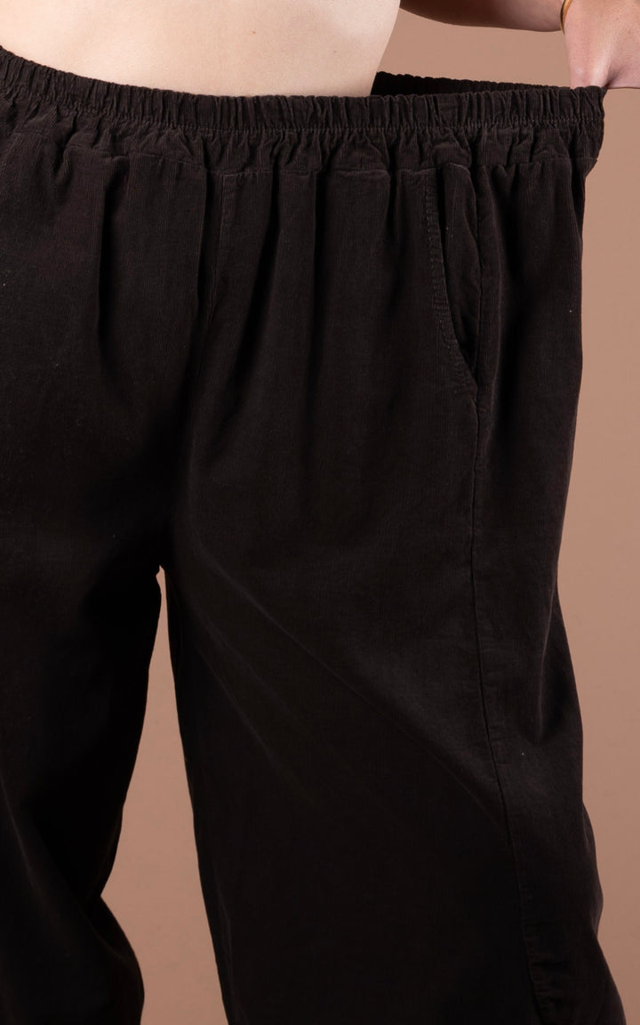 Lucia Cord Barrel Leg Trouser | Chocolate