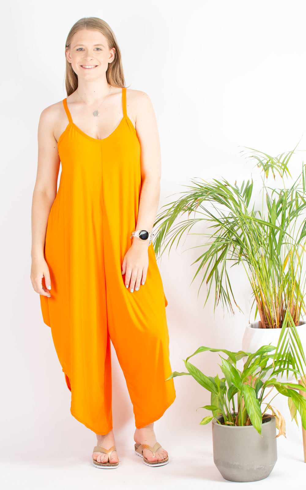 Plain sales orange jumpsuit