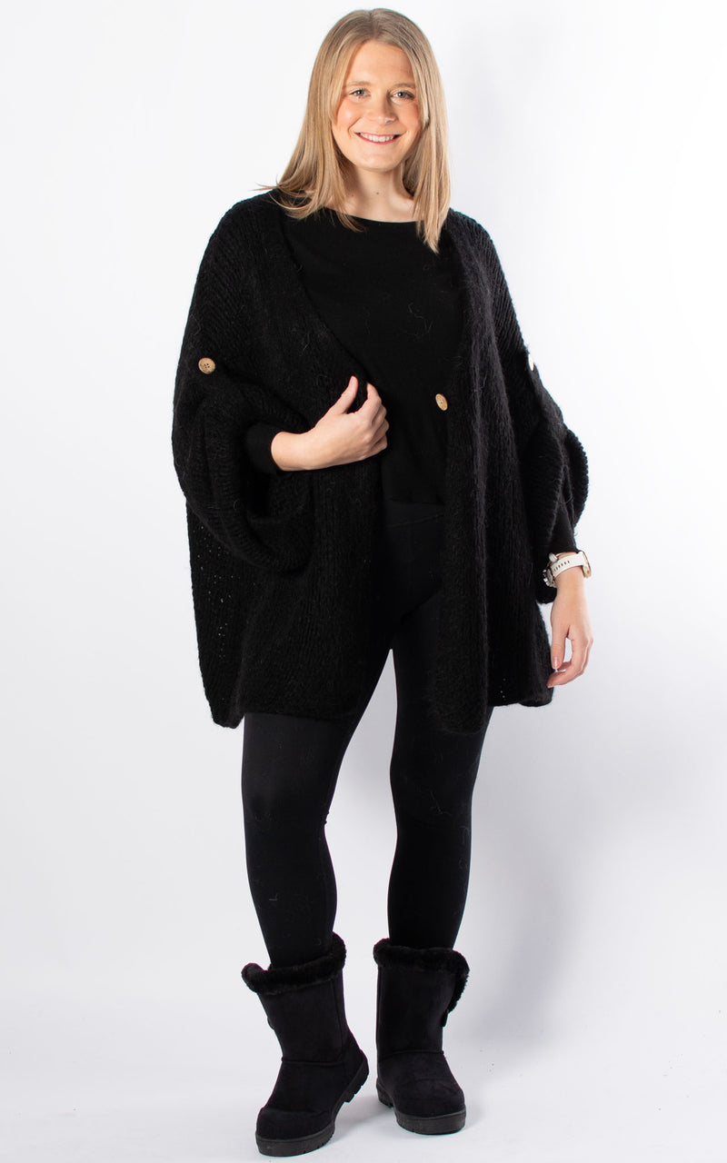 Luna Button Cardigan | Black