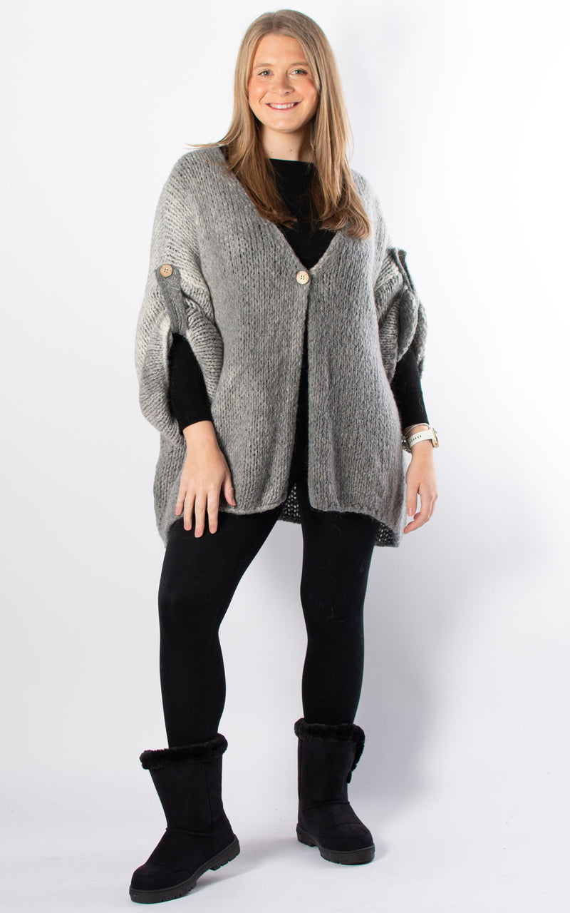 Luna Button Cardigan | Grey