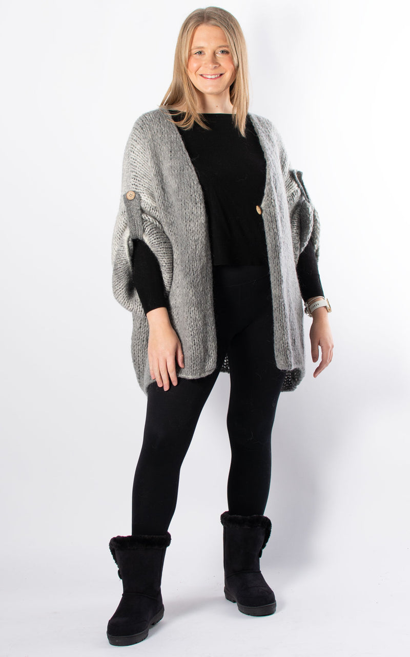 Luna Button Cardigan | Grey