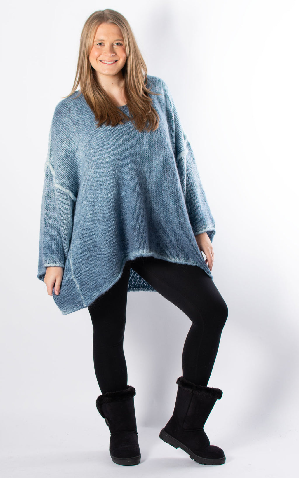 Luna V-neck Jumper | Denim