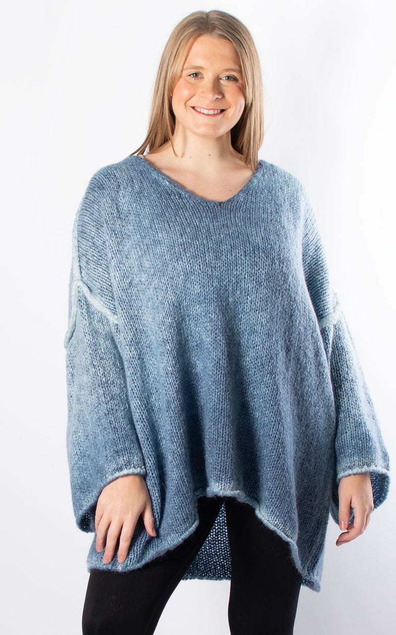 Luna V-neck Jumper | Denim