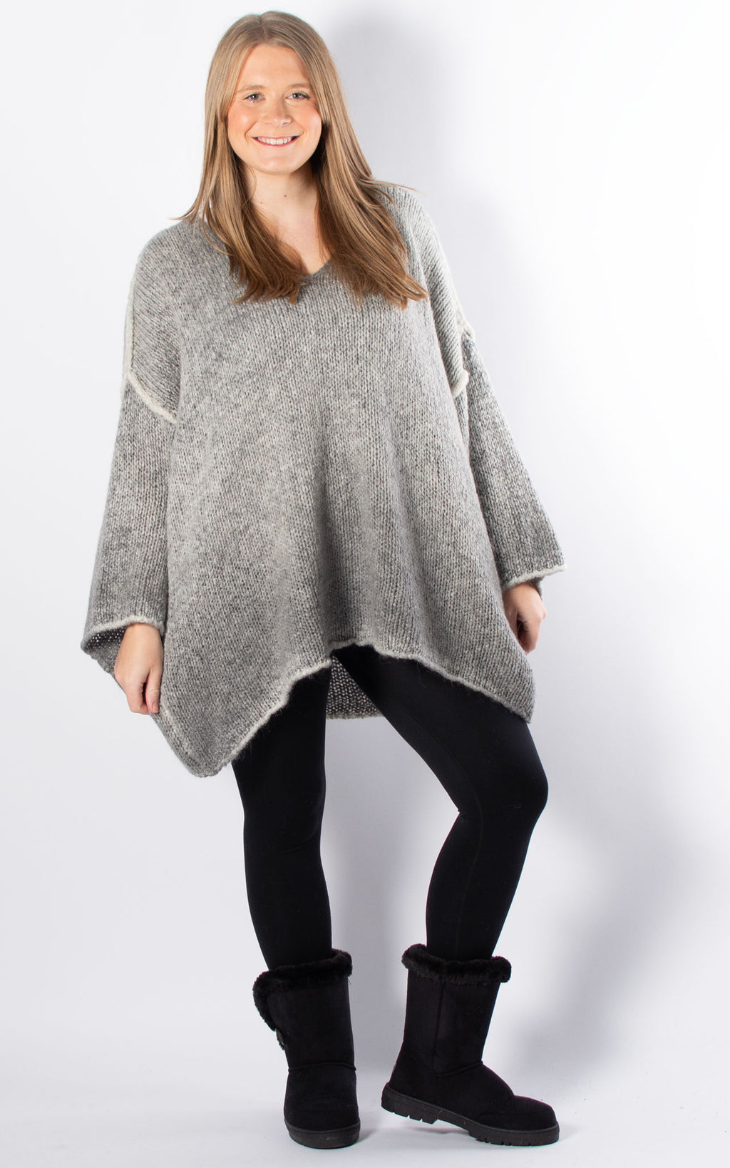 Luna V-neck Jumper | Grey