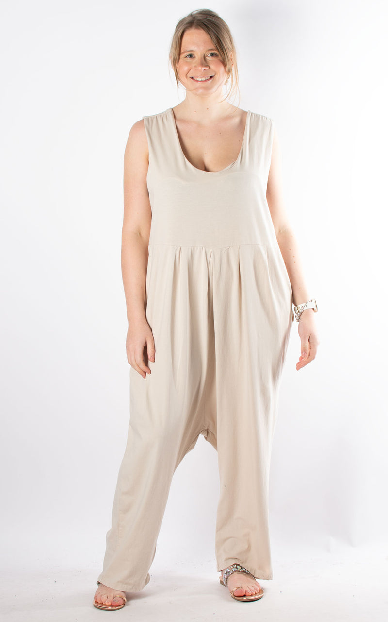 Lydia Plain Jumpsuit | Beige