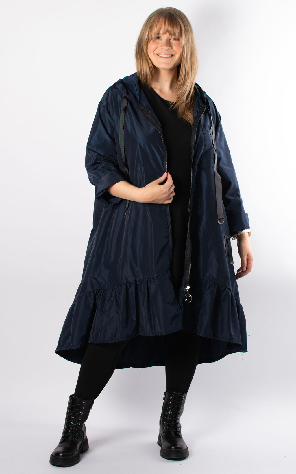 Mac Coat |  Longline Tiered | Navy