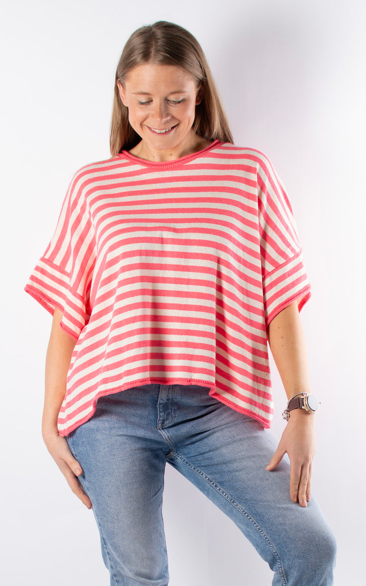 Mae Stripe Knitted T | Pink