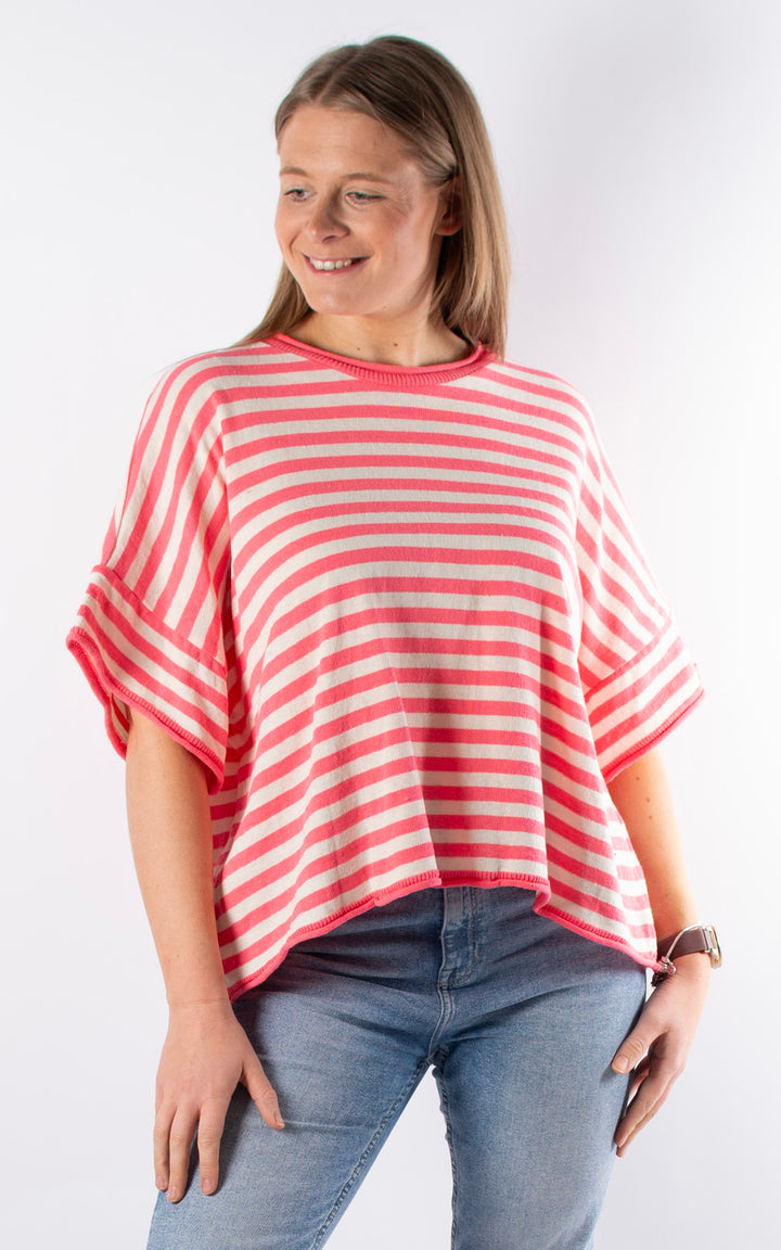 Mae Stripe Knitted T | Pink