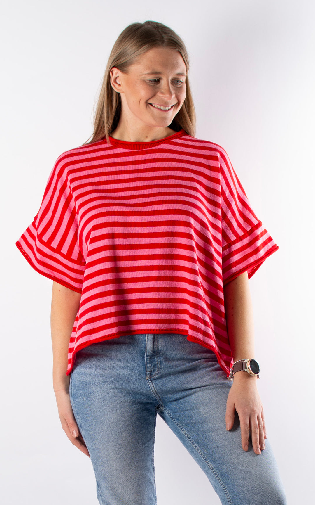 Mae Stripe Knitted T | Red