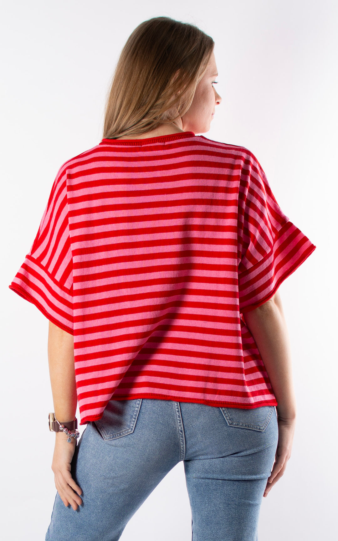 Mae Stripe Knitted T | Red