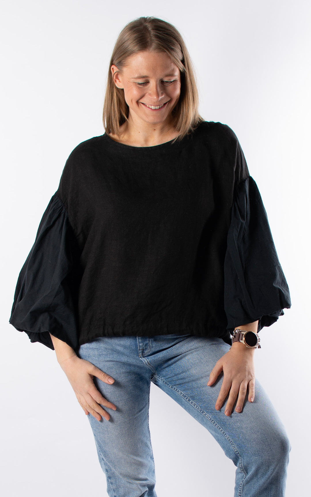 Maisie Balloon Sleeve T | Black