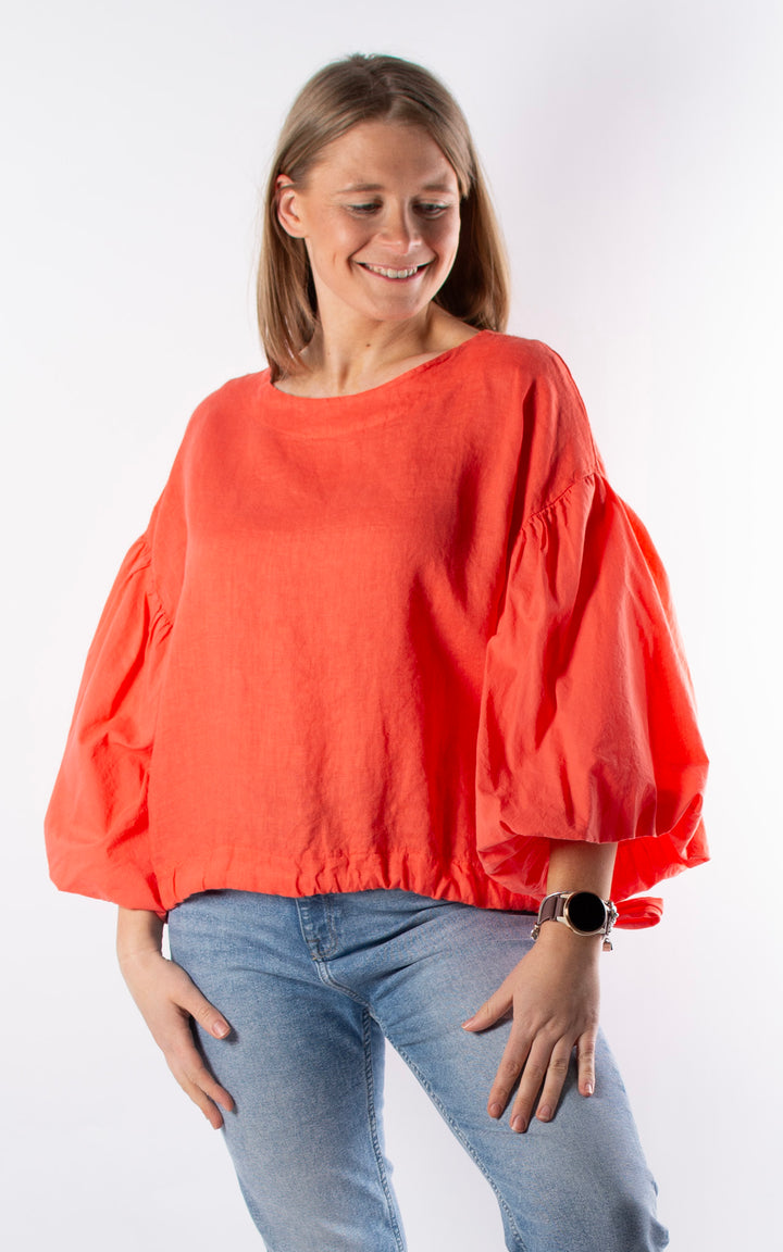 Maisie Balloon Sleeve T | Coral