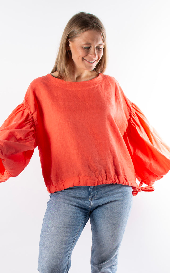 Maisie Balloon Sleeve T | Coral