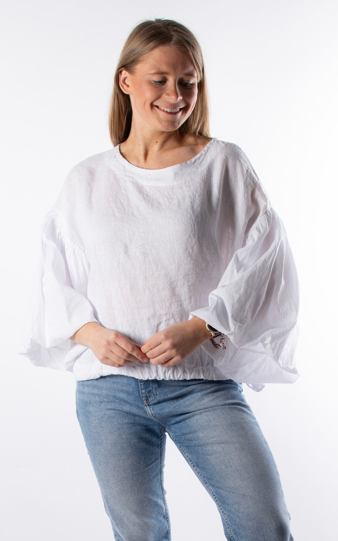 Maisie Balloon Sleeve T | White