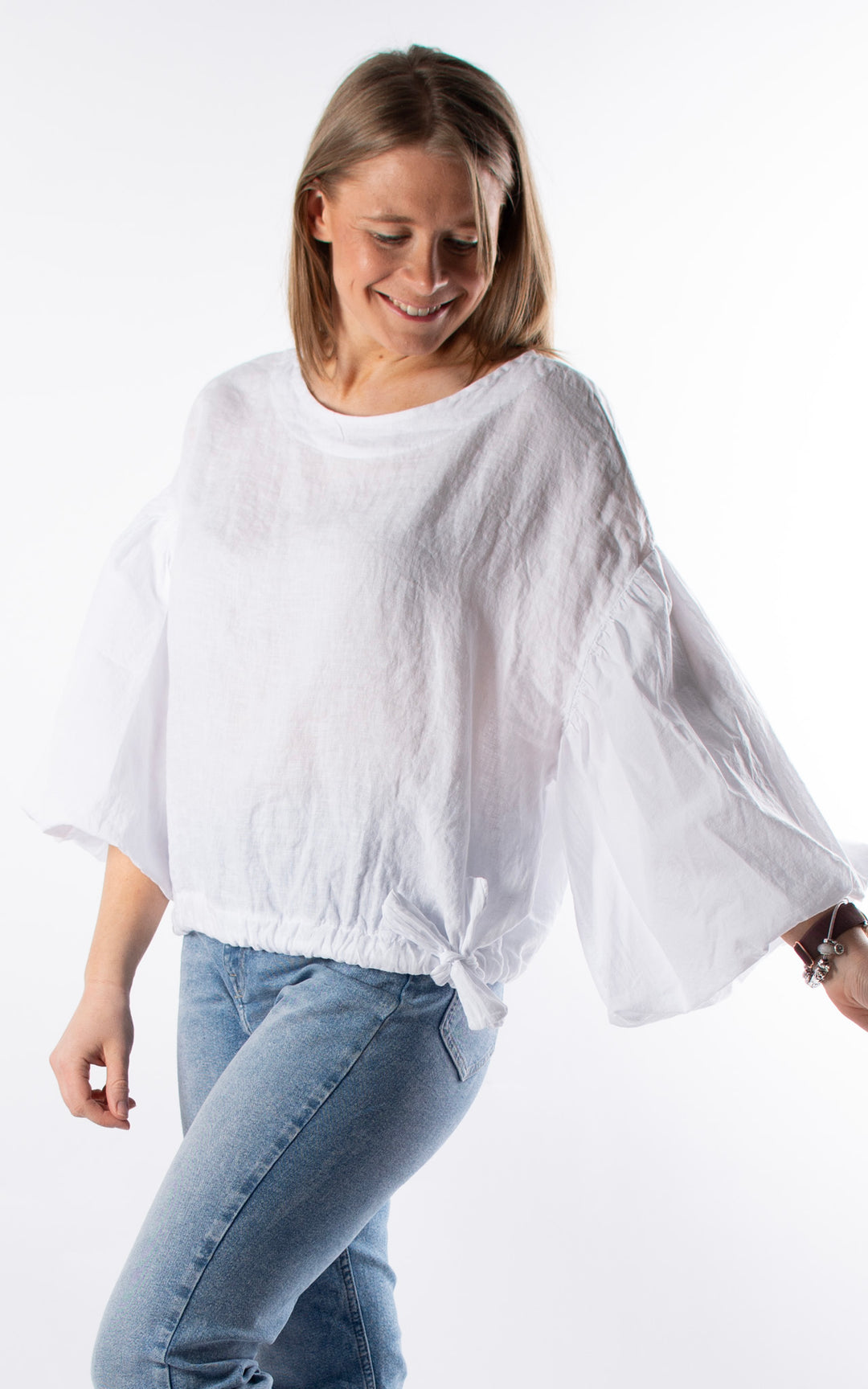 Maisie Balloon Sleeve T | White