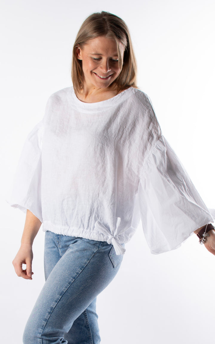 Maisie Balloon Sleeve T | White