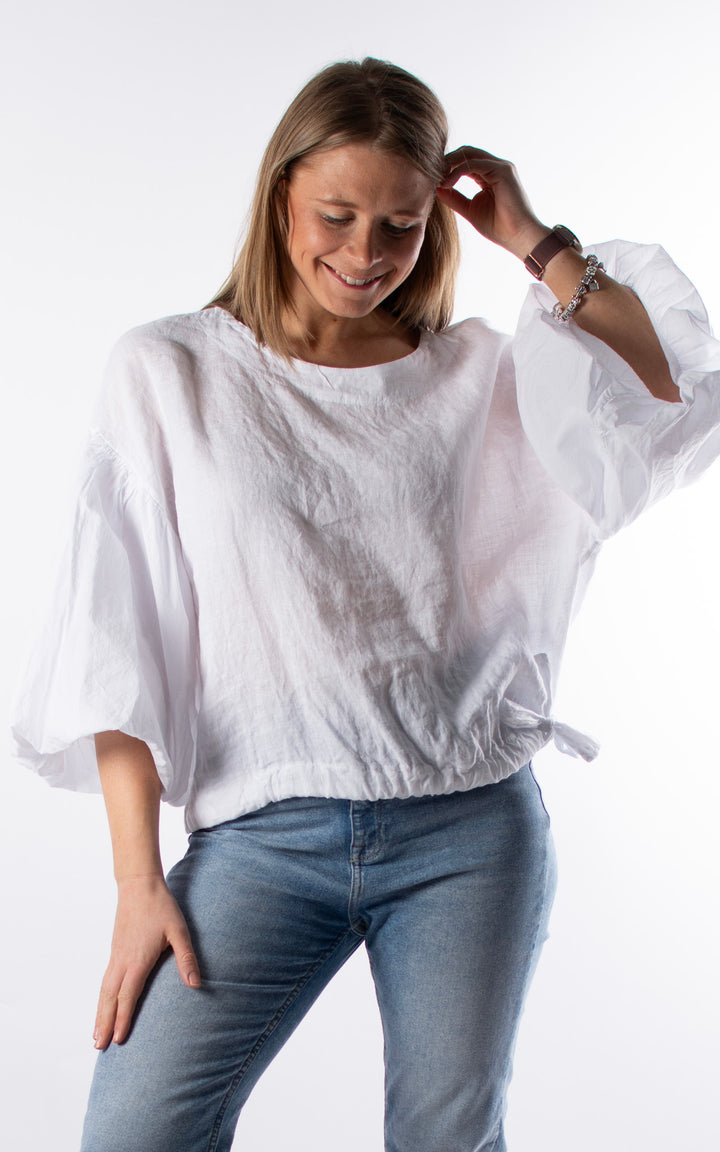 Maisie Balloon Sleeve T | White