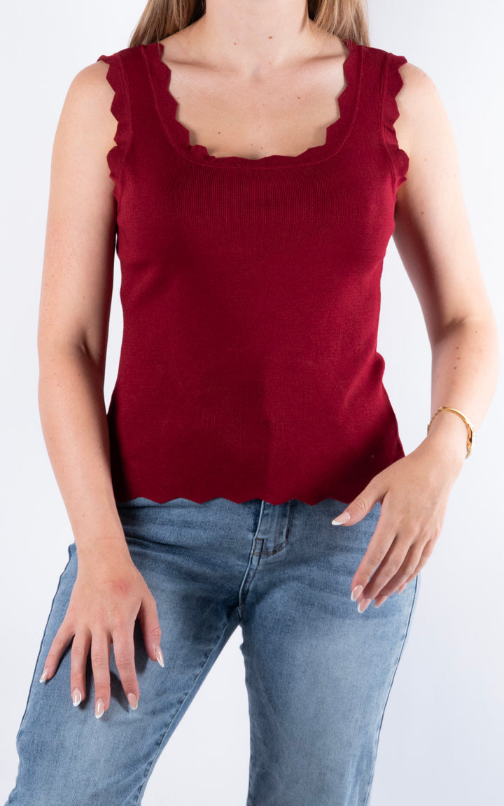 Makayla Ribbed Vest | Burgundy