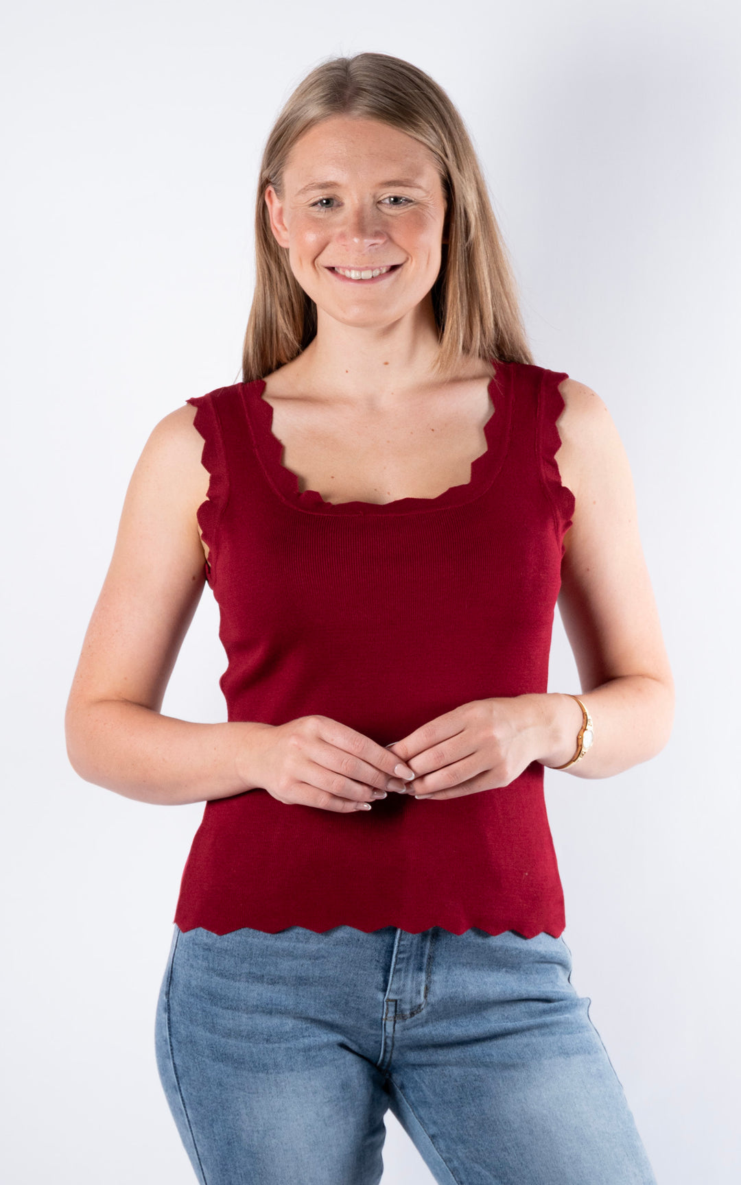 Makayla Ribbed Vest | Burgundy