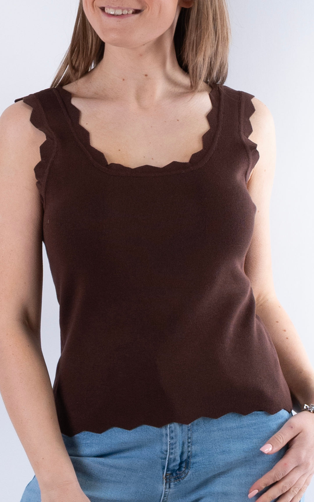 Makayla Ribbed Vest |Chocolate