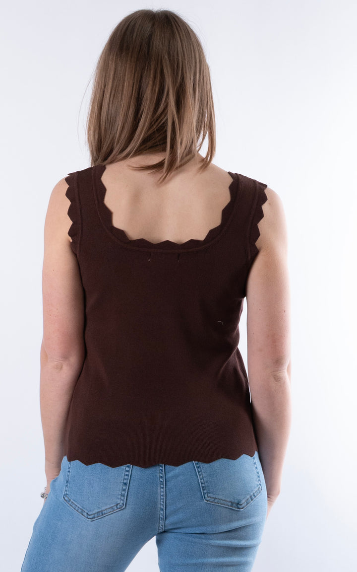 Makayla Ribbed Vest |Chocolate