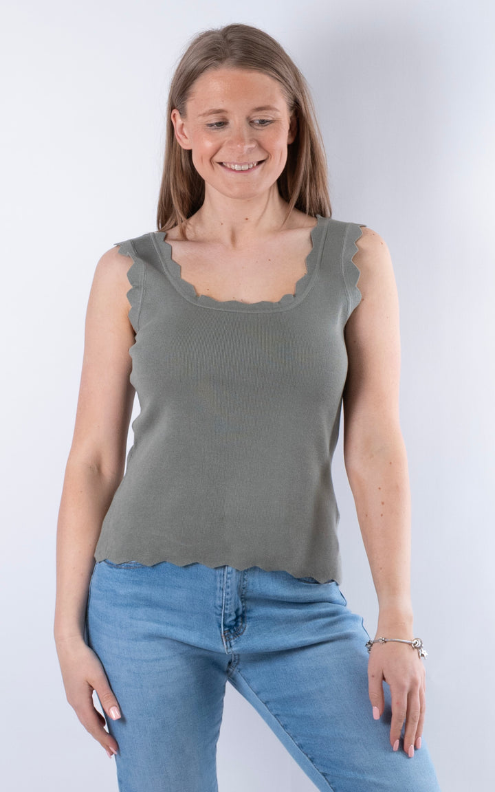 Makayla Ribbed Vest | Khaki