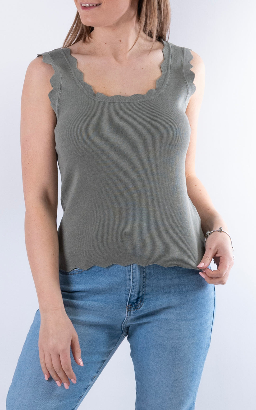 Makayla Ribbed Vest | Khaki