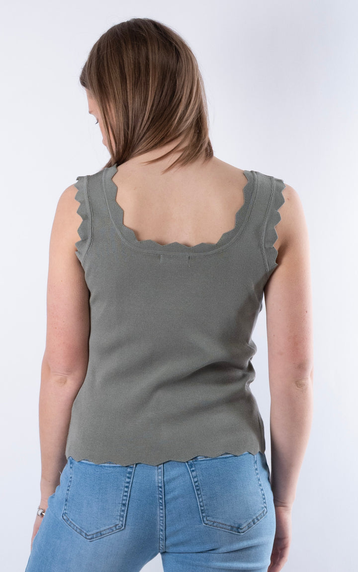 Makayla Ribbed Vest | Khaki